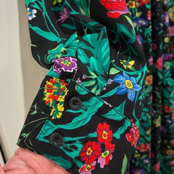PRETTYLITTLETHING Long Sleeve Floral Maxi Dress Black Women’s Size 10 - Picture 5 of 8